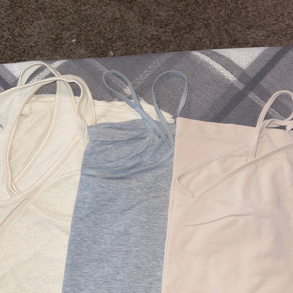 Just The Basics - Cream And Grey Tank Tops